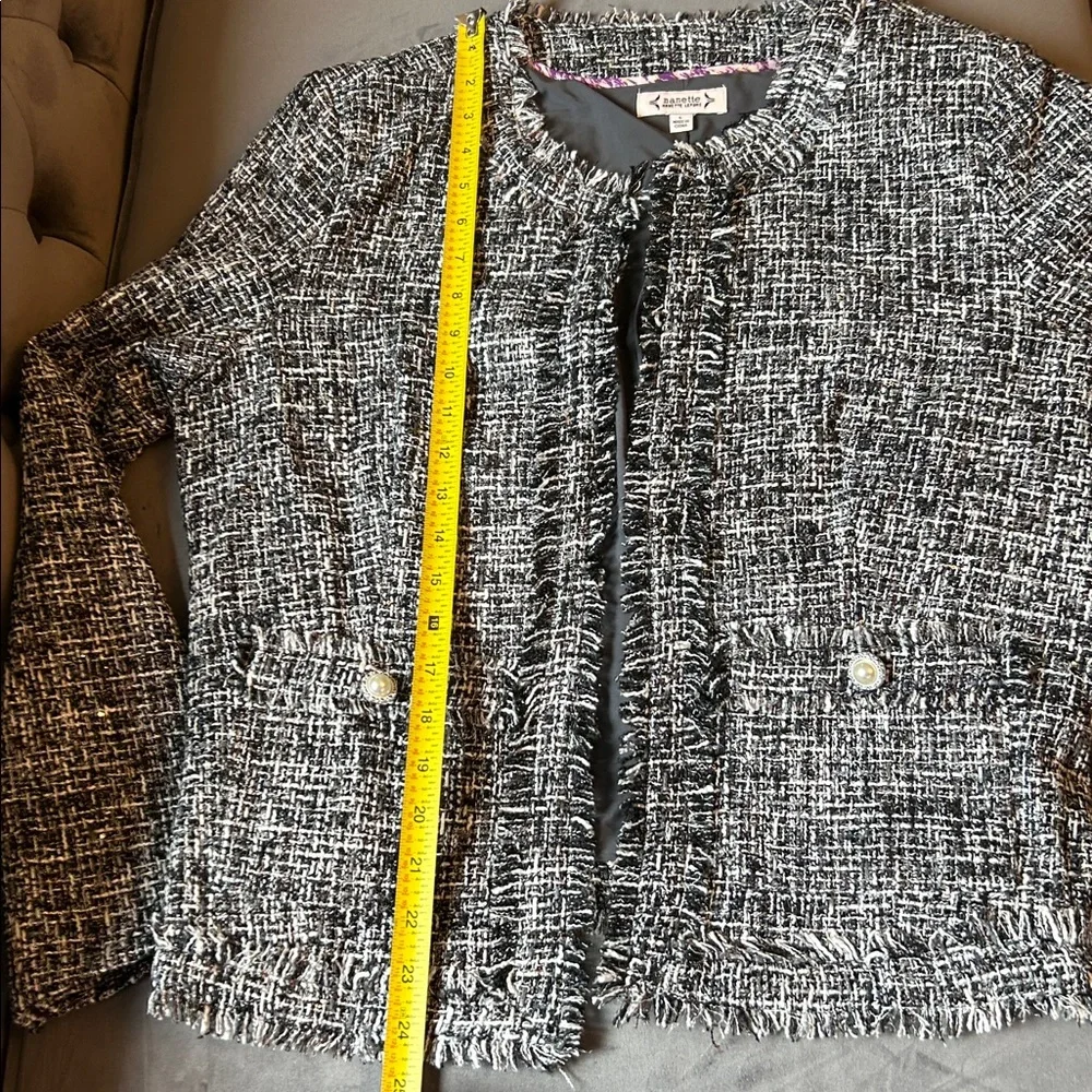Nannette Lepore Women's Black and White Tweed Blazer L brand new with tag - Picture 7 of 8